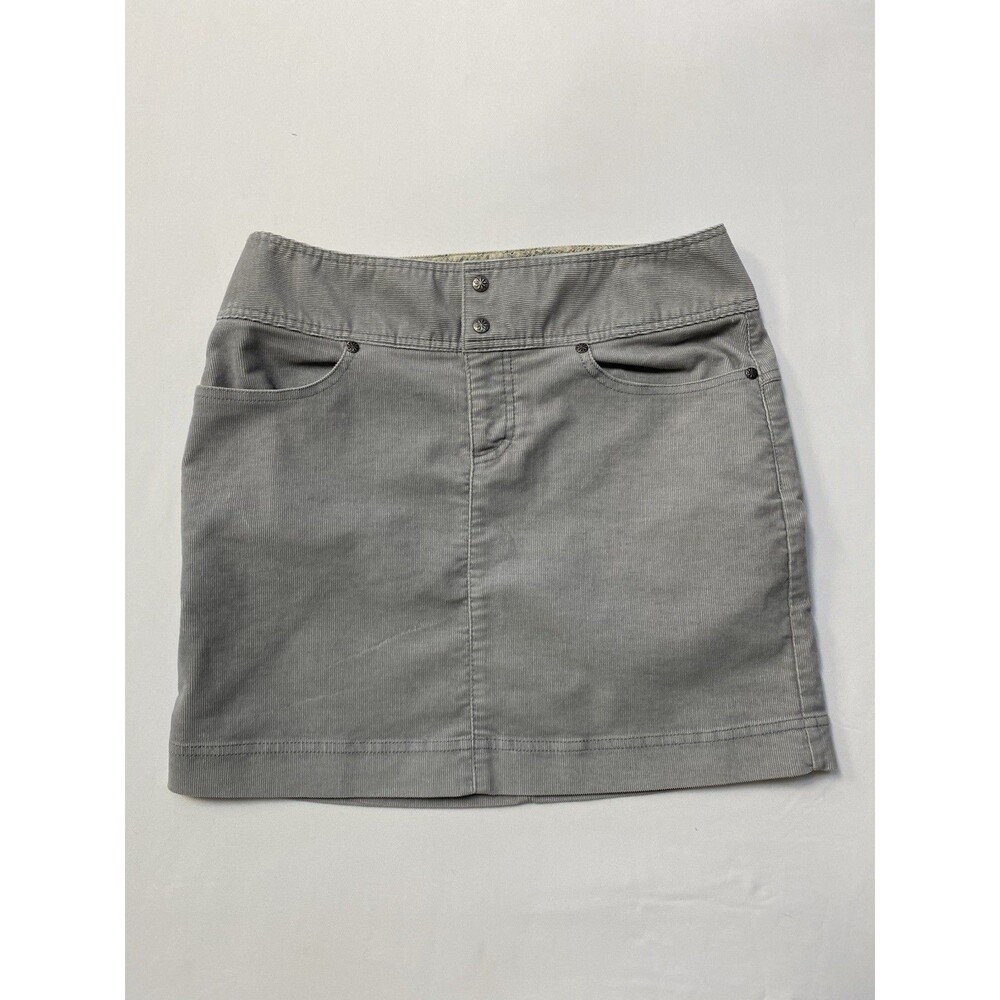 Athleta Fine Corduroy Mini Skirt Gray Paisley Lined Pockets Size 10